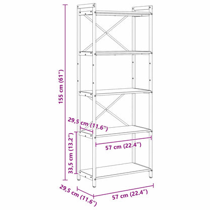 Hyllsystem Svart Ek 60 x 30 x 155 cm Konstruerat trä