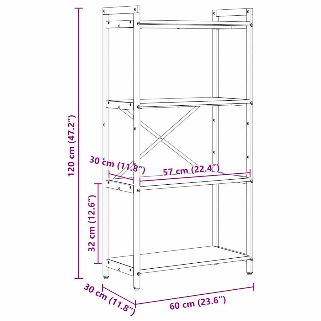 Hyllsystem Svart Ek 40 x 30 x 85 cm Konstruerat trä
