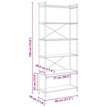 Hyllsystem Rökt ek 40 x 30 x 85 cm Konstruerat trä