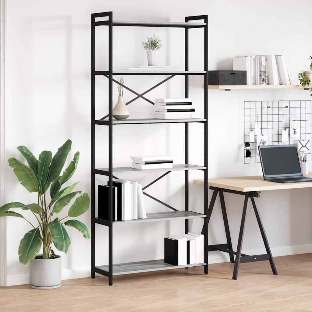 Hyllsystem Grå sonoma 40 x 30 x 85 cm Konstruerat trä