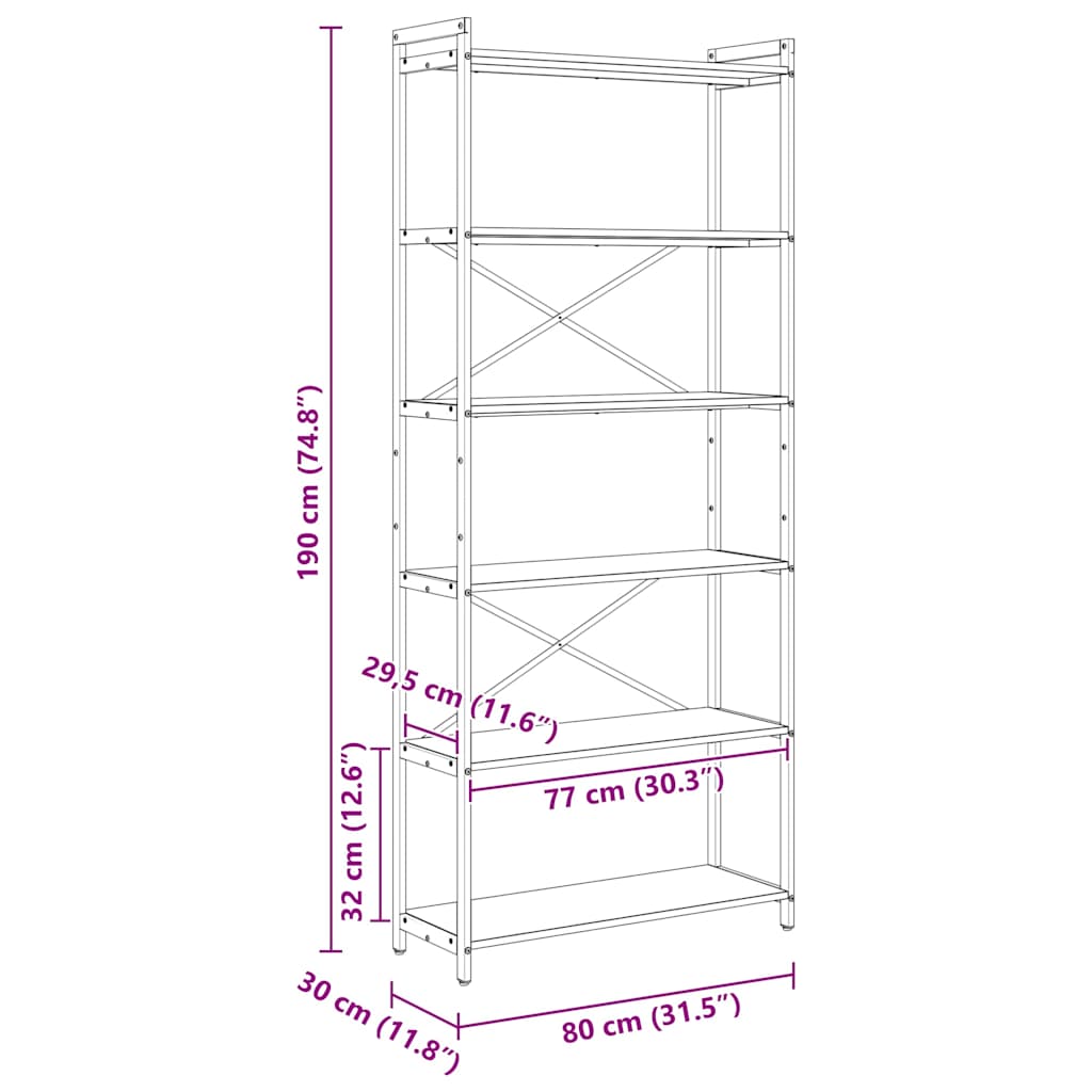 Hyllsystem Gammalt trä 40 x 30 x 85 cm Konstruerat trä
