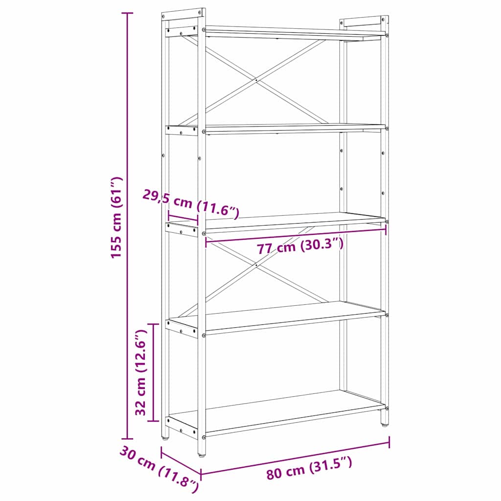 Hyllsystem Artisan Ek 80 x 30 x 155 cm Konstruerat trä