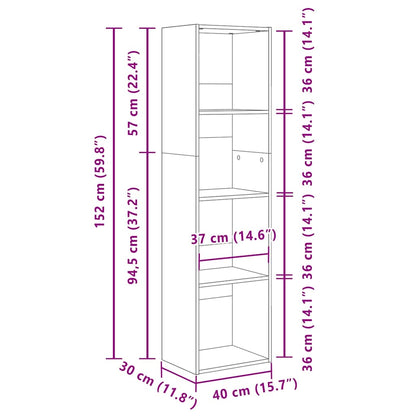 Hyllsystem Svart Ek 40 x 30 x 152 cm Konstruerat trä