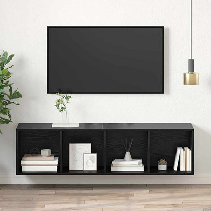 TV-bänkset Svart Ek 37 x 37 x 142,5 cm Konstruerat trä