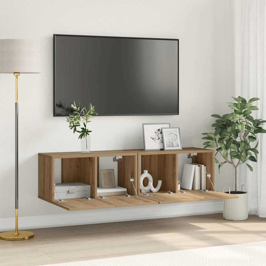TV-bänkset 2 pcs Brun 60 x 30 x 30 cm Konstruerat trä