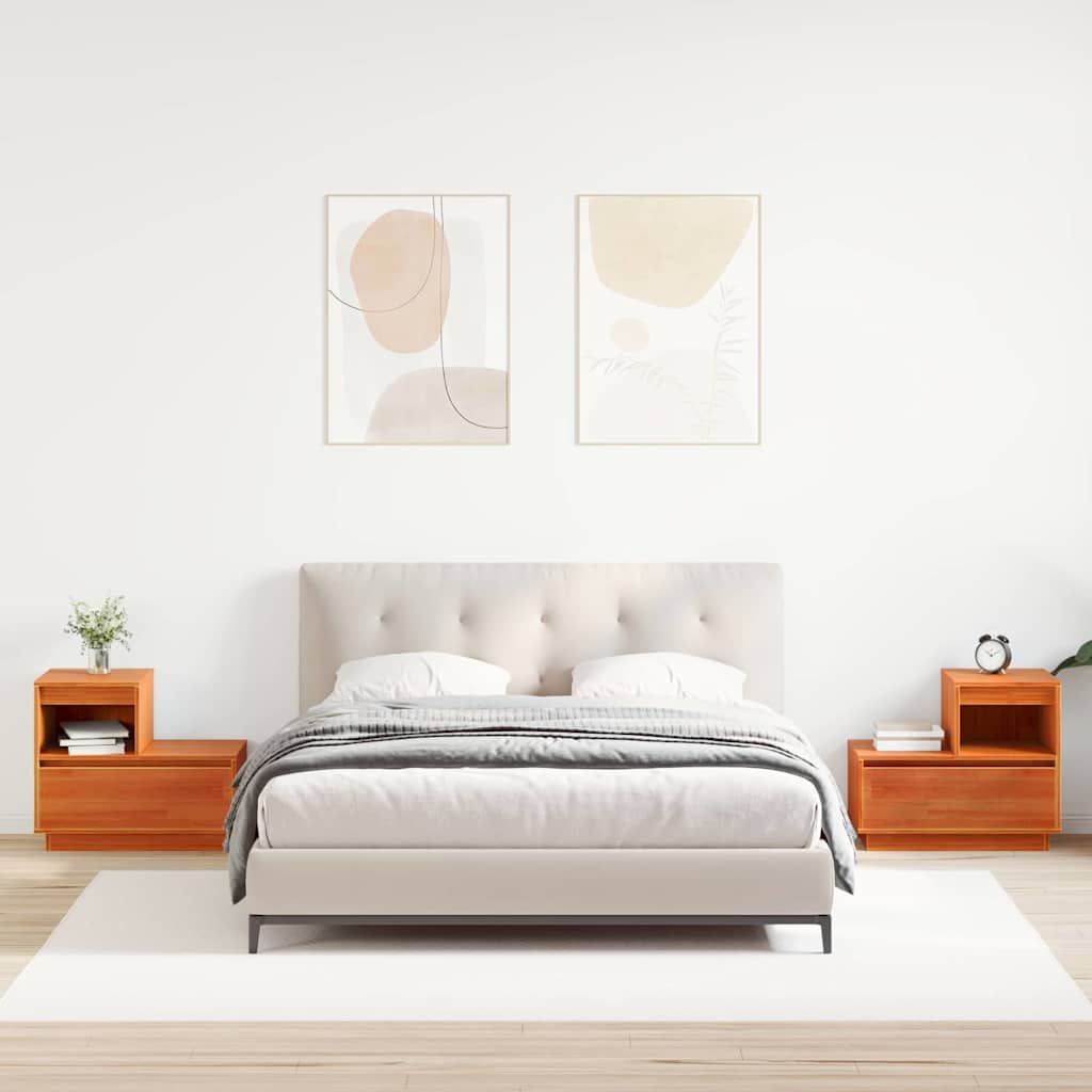 Nattduksbord 2 pcs Vaxbrun 60 x 34 x 51 cm Konstruerat trä