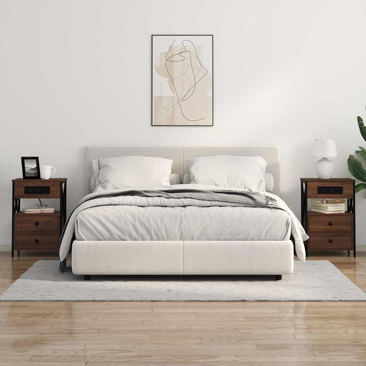 Nattduksbord 2 pcs Brun Ek 40 x 31 x 60 cm Konstruerat trä