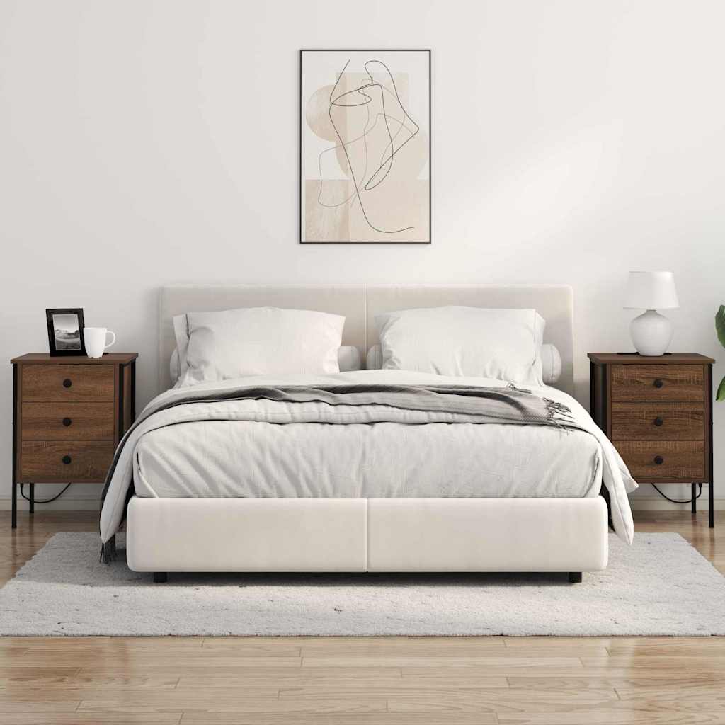 Nattduksbord 2 pcs Brun Ek 42 x 41 x 61 cm Konstruerat trä