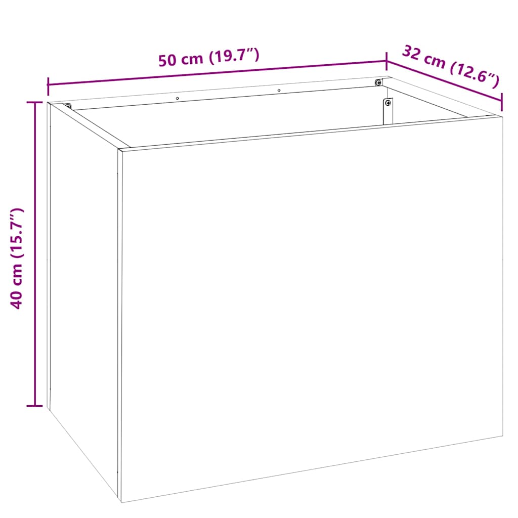 Trädgårdsplanterare Svart 50 x 32 x 40 cm Kallvalsat stål