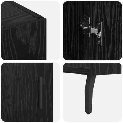 Sideboard Svart Ek 90 x 34 x 80 cm Konstruerat trä