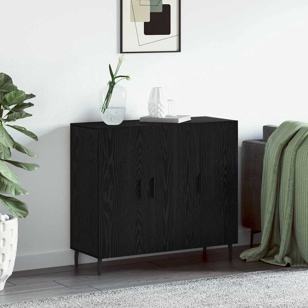 Sideboard Svart Ek 90 x 34 x 80 cm Konstruerat trä
