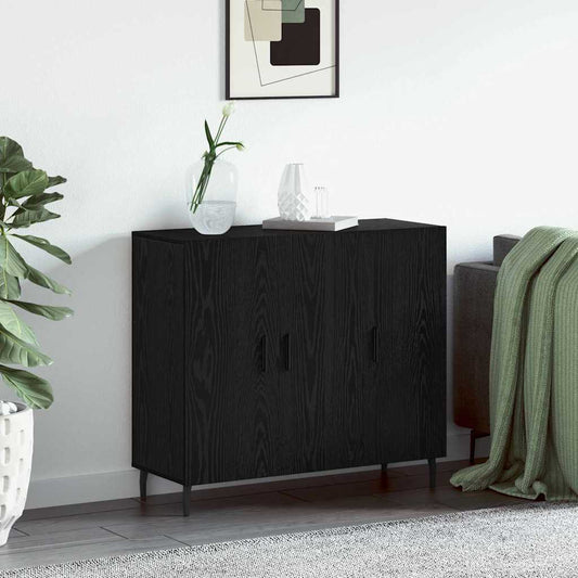 Sideboard Svart Ek 90 x 34 x 80 cm Konstruerat trä