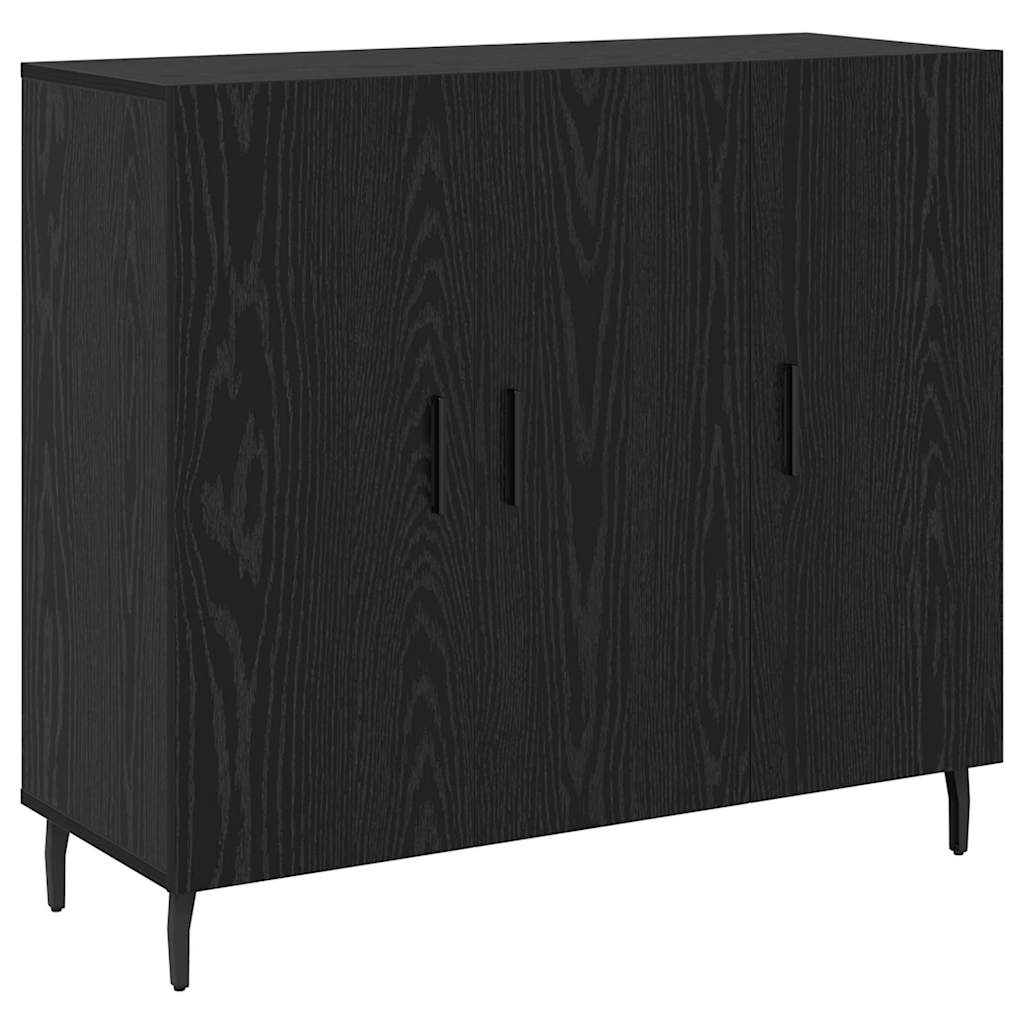 Sideboard Svart Ek 90 x 34 x 80 cm Konstruerat trä