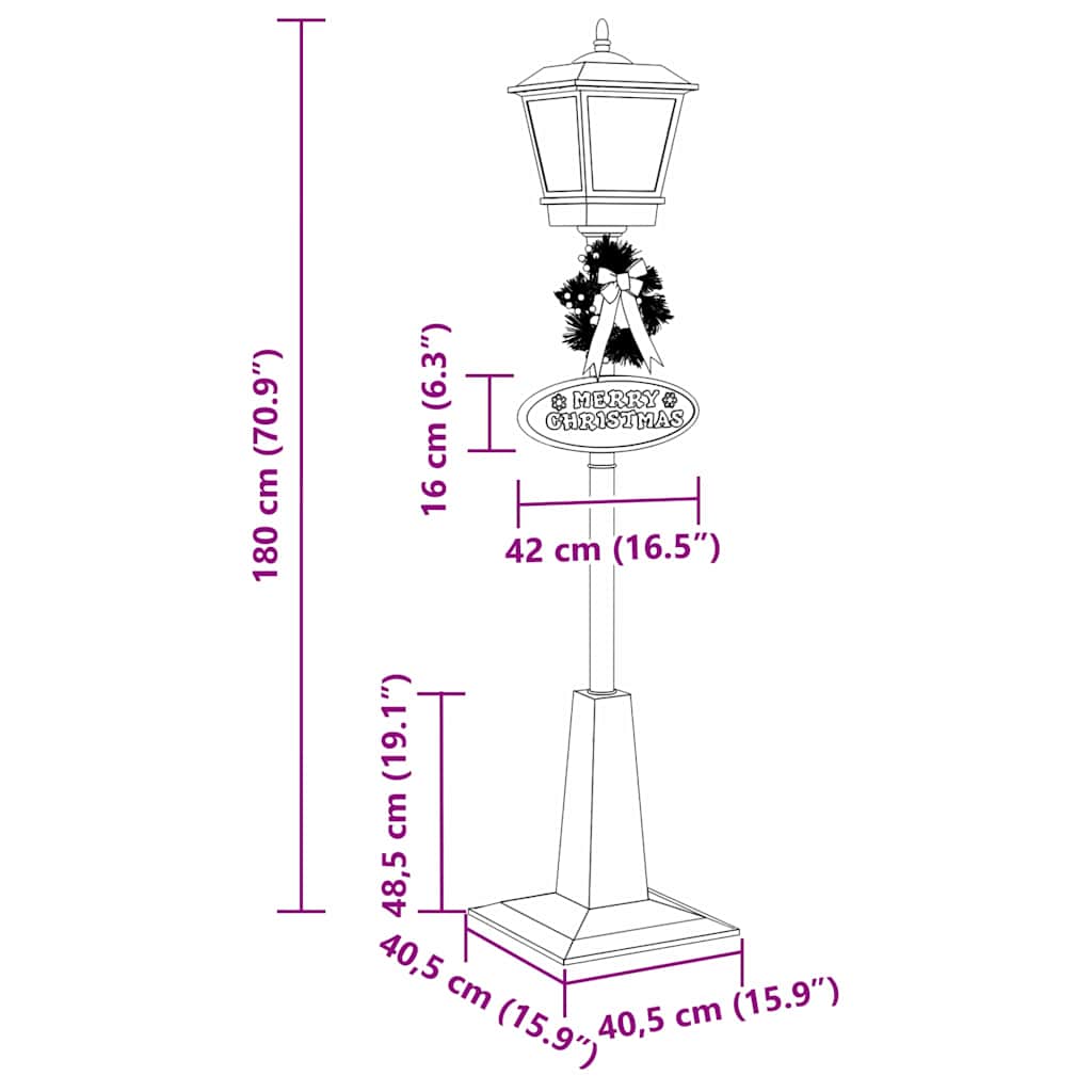 Julgatumspärr med lykta Röd 40,5x40,5x180cm Plast