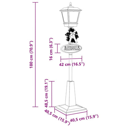 Julgatumspärr med lykta Röd 40,5x40,5x180cm Plast