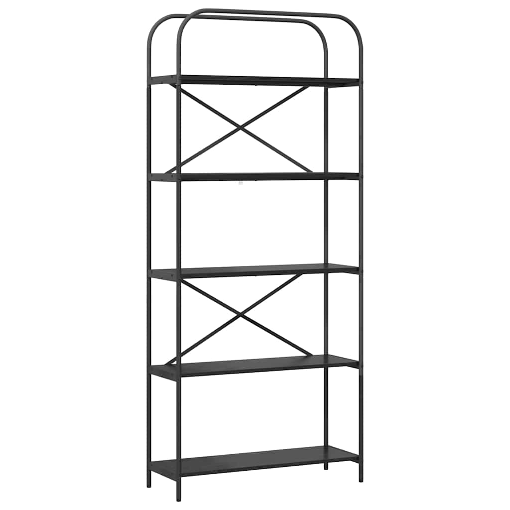 Hyllsystem Svart Ek 80 x 30 x 183 cm Konstruerat trä