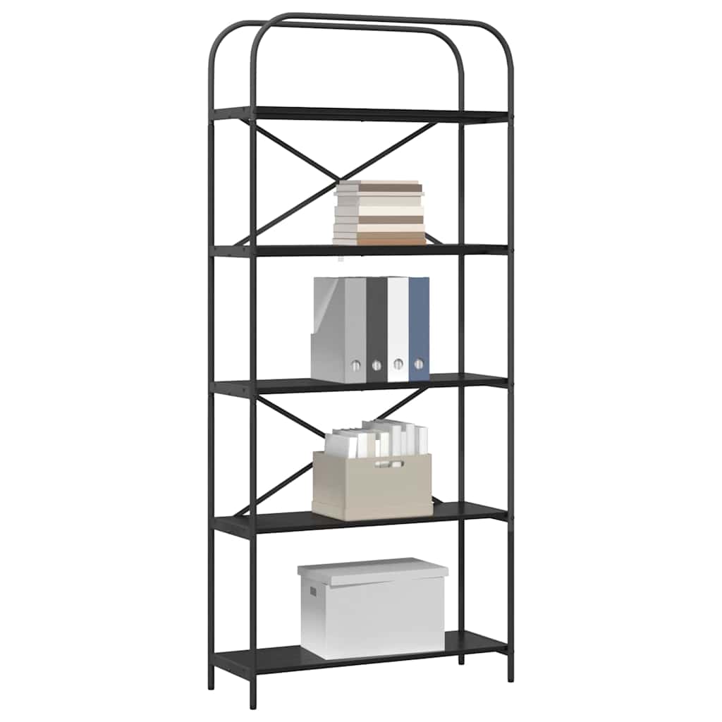 Hyllsystem Svart Ek 80 x 30 x 183 cm Konstruerat trä