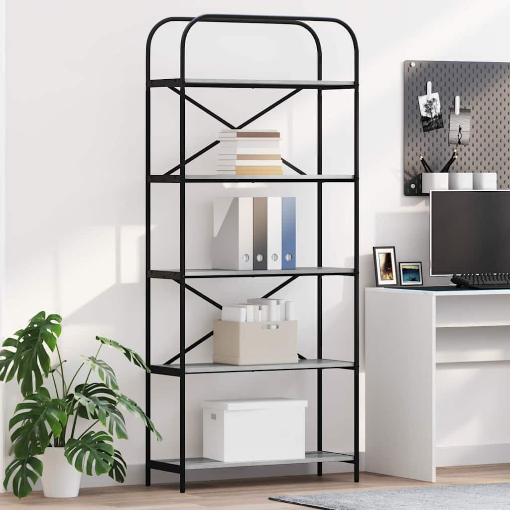 Hyllsystem Grå sonoma 80 x 30 x 183 cm Konstruerat trä