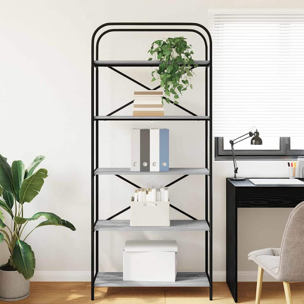 Hyllsystem Grå sonoma 80 x 30 x 183 cm Konstruerat trä