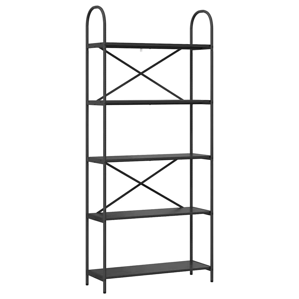 Hyllsystem Svart Ek 80 x 30 x 183 cm Konstruerat trä