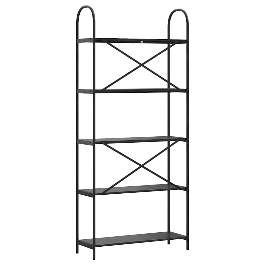 Hyllsystem Svart Ek 80 x 30 x 183 cm Konstruerat trä