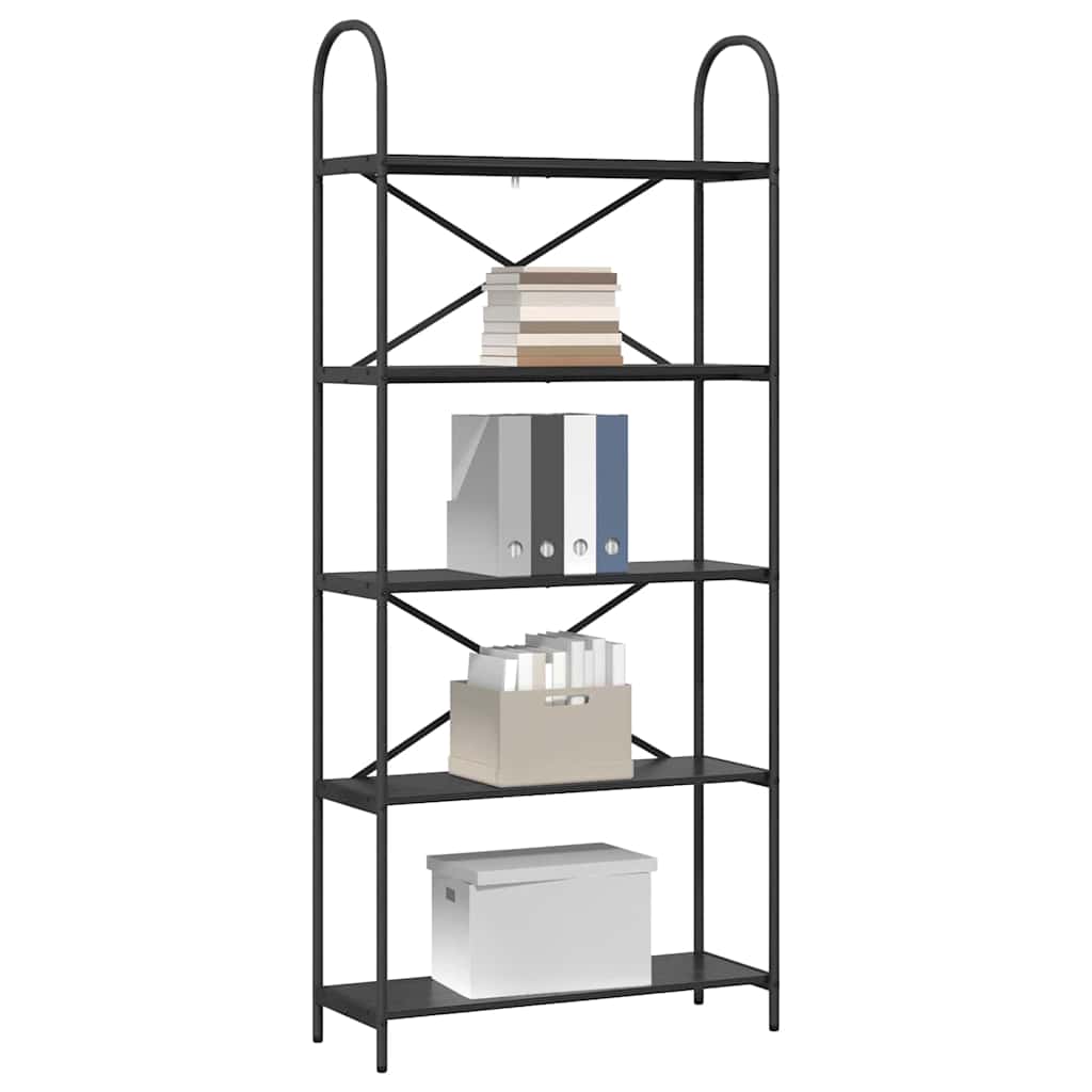 Hyllsystem Svart Ek 80 x 30 x 183 cm Konstruerat trä