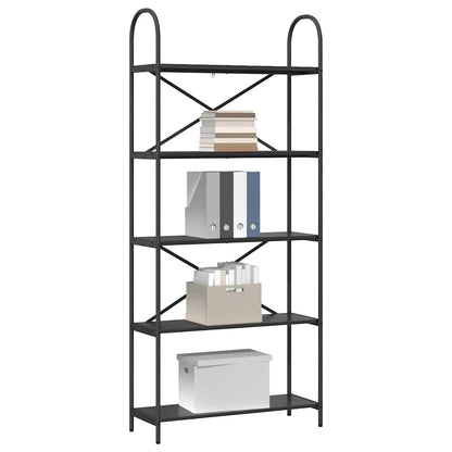 Hyllsystem Svart Ek 80 x 30 x 183 cm Konstruerat trä