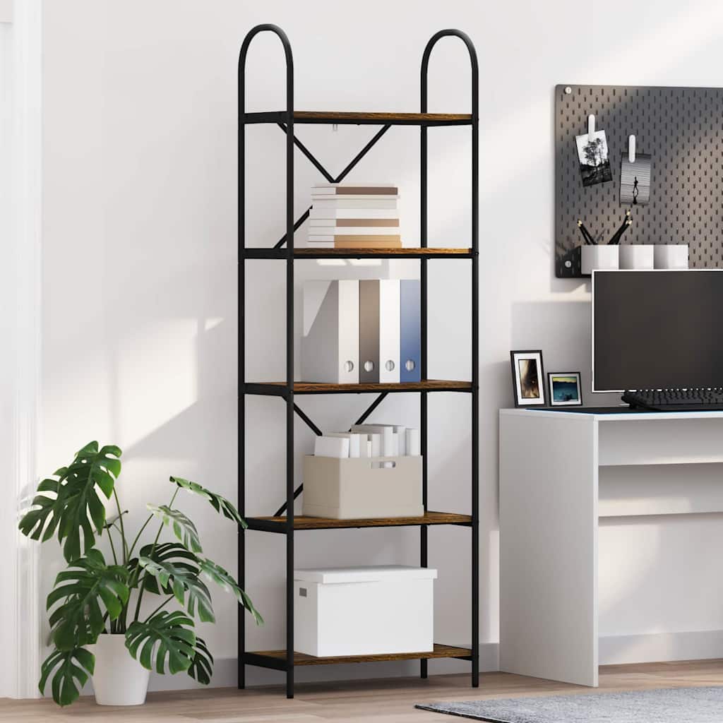 Hyllsystem Rökfärgad ek 60 x 30 x 183 cm Konstruerat trä