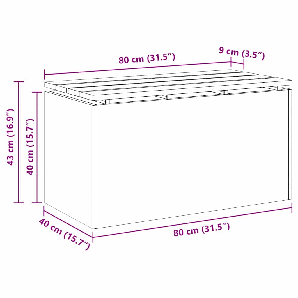 Trädgårdsbänk Rostig 80 x 40 x 43 cm cortenstål