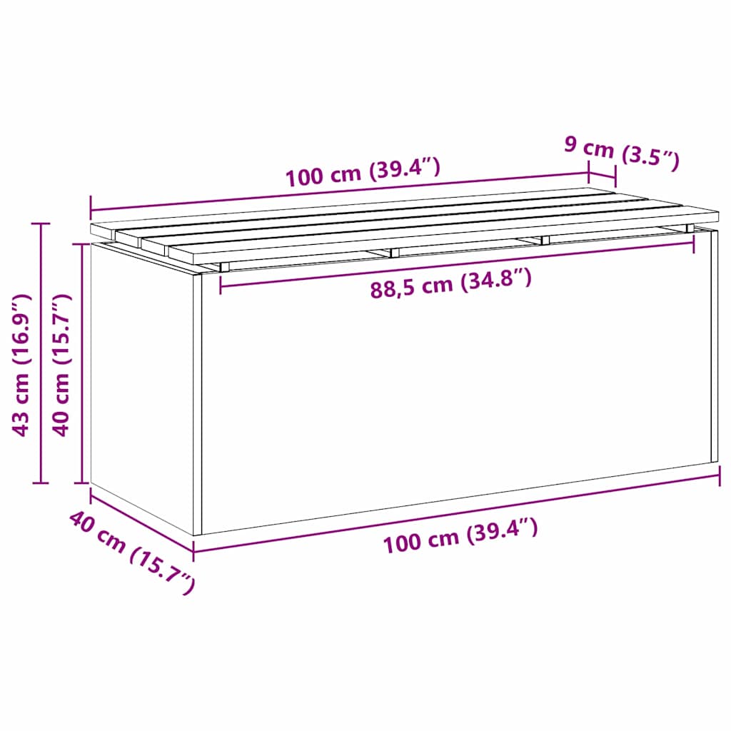 Trädgårdsbänk Silver 100 x 40 x 43 cm Galvaniserat stål
