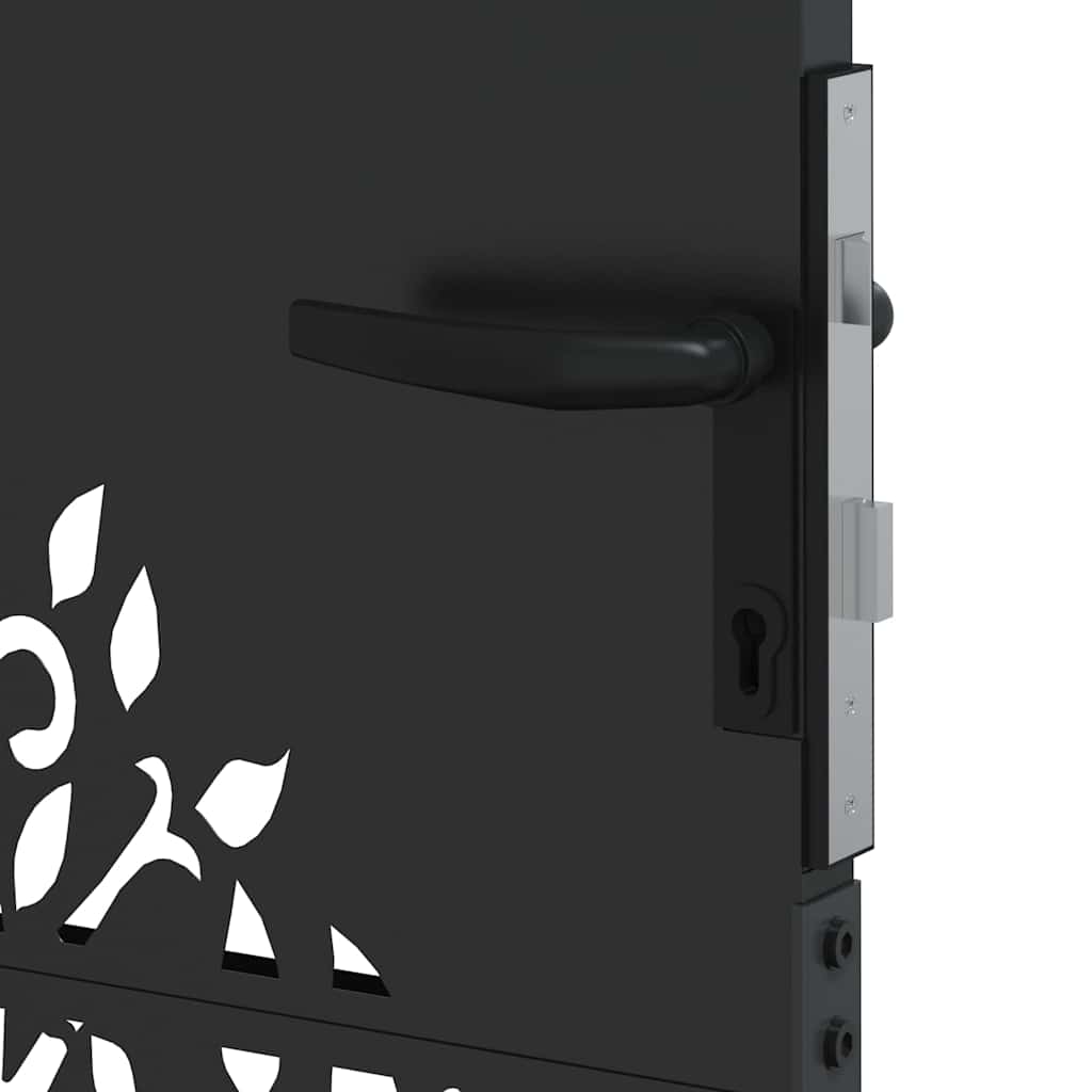 Trädgårdsgrind med lås Svart 85 x 100 cm Pulverlackerad stål