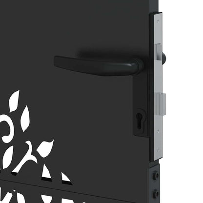 Trädgårdsgrind med lås Svart 85 x 100 cm Pulverlackerad stål