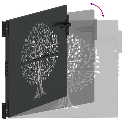 Trädgårdsgrind med lås Svart 85 x 100 cm Pulverlackerad stål