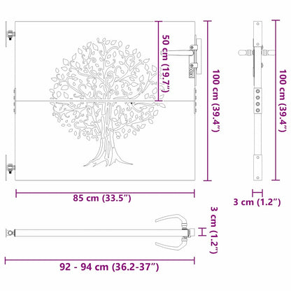 Trädgårdsgrind med lås Svart 85 x 100 cm Pulverlackerad stål