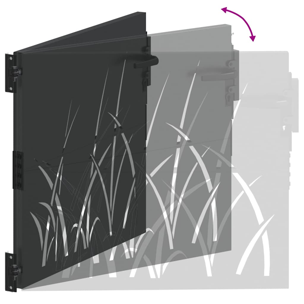 Trädgårdsgrind med lås Svart 85 x 100 cm Pulverlackerad stål