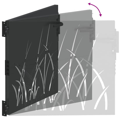 Trädgårdsgrind med lås Svart 85 x 100 cm Pulverlackerad stål