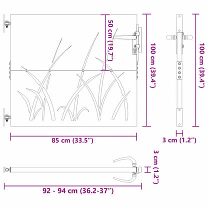 Trädgårdsgrind med lås Svart 85 x 100 cm Pulverlackerad stål