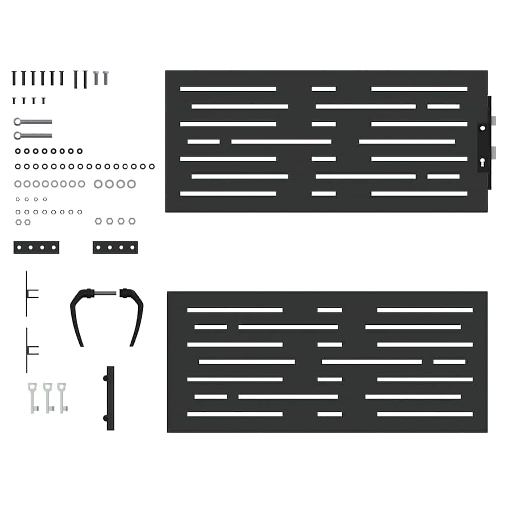 Trädgårdsgrind med lås Svart 85 x 100 cm Pulverlackerad stål