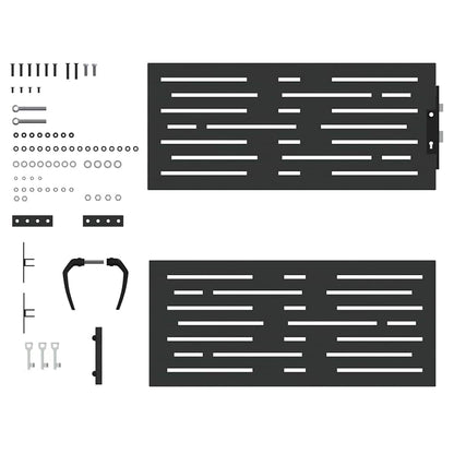 Trädgårdsgrind med lås Svart 85 x 100 cm Pulverlackerad stål