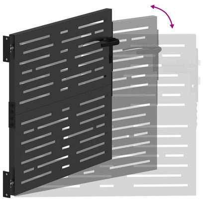 Trädgårdsgrind med lås Svart 85 x 100 cm Pulverlackerad stål
