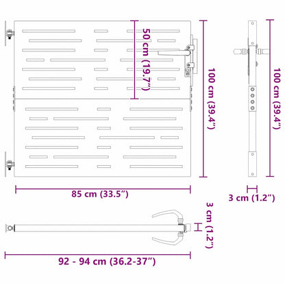 Trädgårdsgrind med lås Svart 85 x 100 cm Pulverlackerad stål