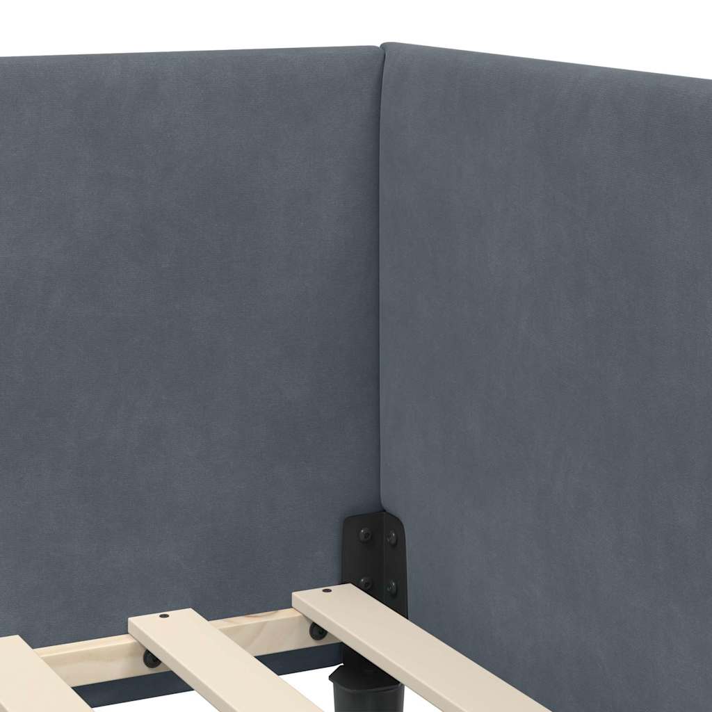Hörn Sängram Mörkgrå 80 cm x 200 cm Polyester och plywood