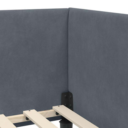 Hörn Sängram Mörkgrå 80 cm x 200 cm Polyester och plywood