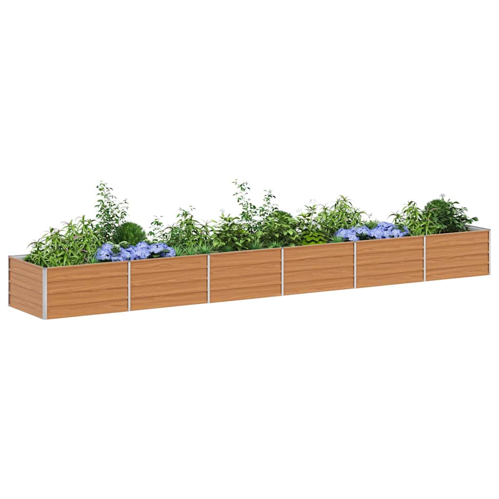 Upphöjd odlingslåda Ljusbrun 480 x 80 x 45 cm Galvaniserat stål