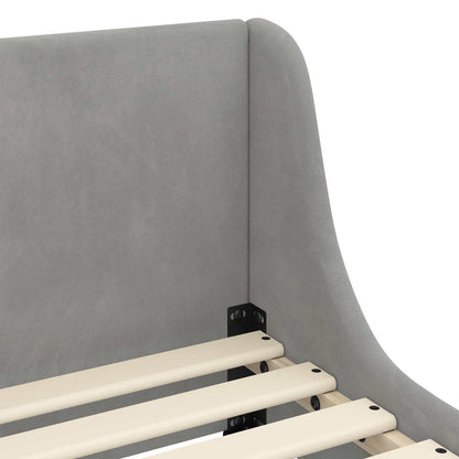 Barnsängram med sänggavel Ljusgrå 80 x 160 cm Sammet