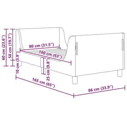 Barnsängram med sänggavel Ljusgrå 80 x 160 cm Sammet
