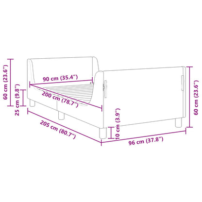 Barnsängram med sänggavel Polisblå 90 x 200 cm Sammet