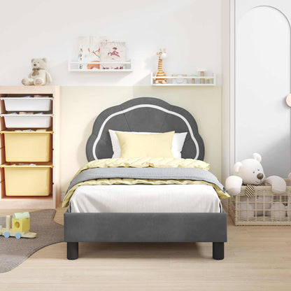 Barnsängram med sänggavel Mörkgrå 80 x 160 cm Sammet