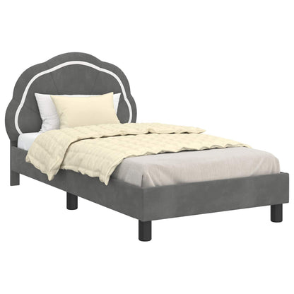 Barnsängram med sänggavel Mörkgrå 80 x 160 cm Sammet