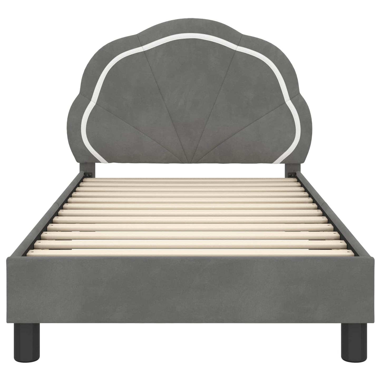 Barnsängram med sänggavel Mörkgrå 80 x 160 cm Sammet